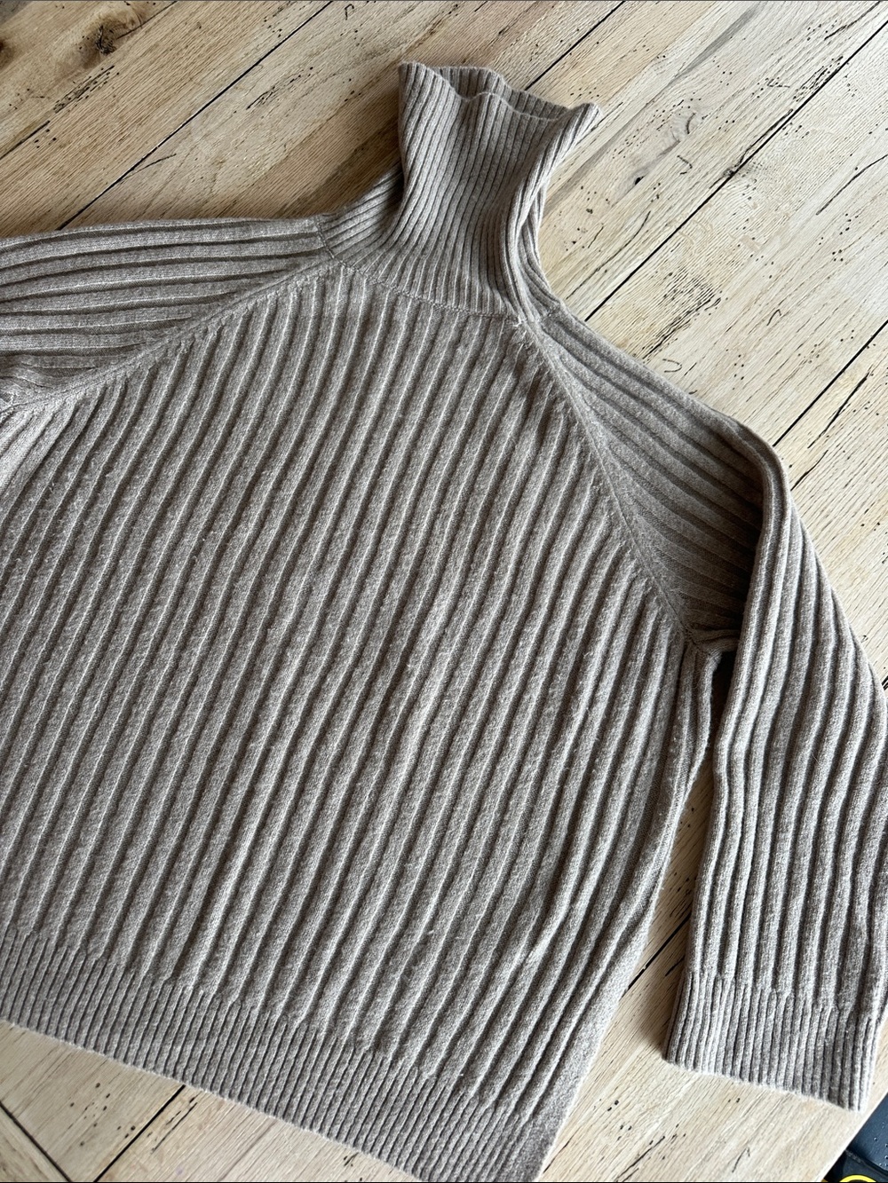 H&M Ribbed Turtleneck Sweater — Taupe